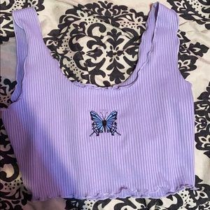 Purple Butterfly Crop Top